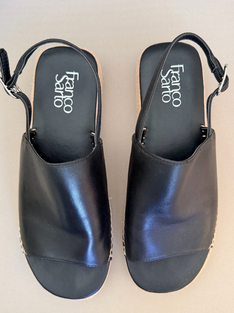 EUC Franco Sarto Rune Slingback Sandal Black Leather 7.5 M - Picture 5 of 12